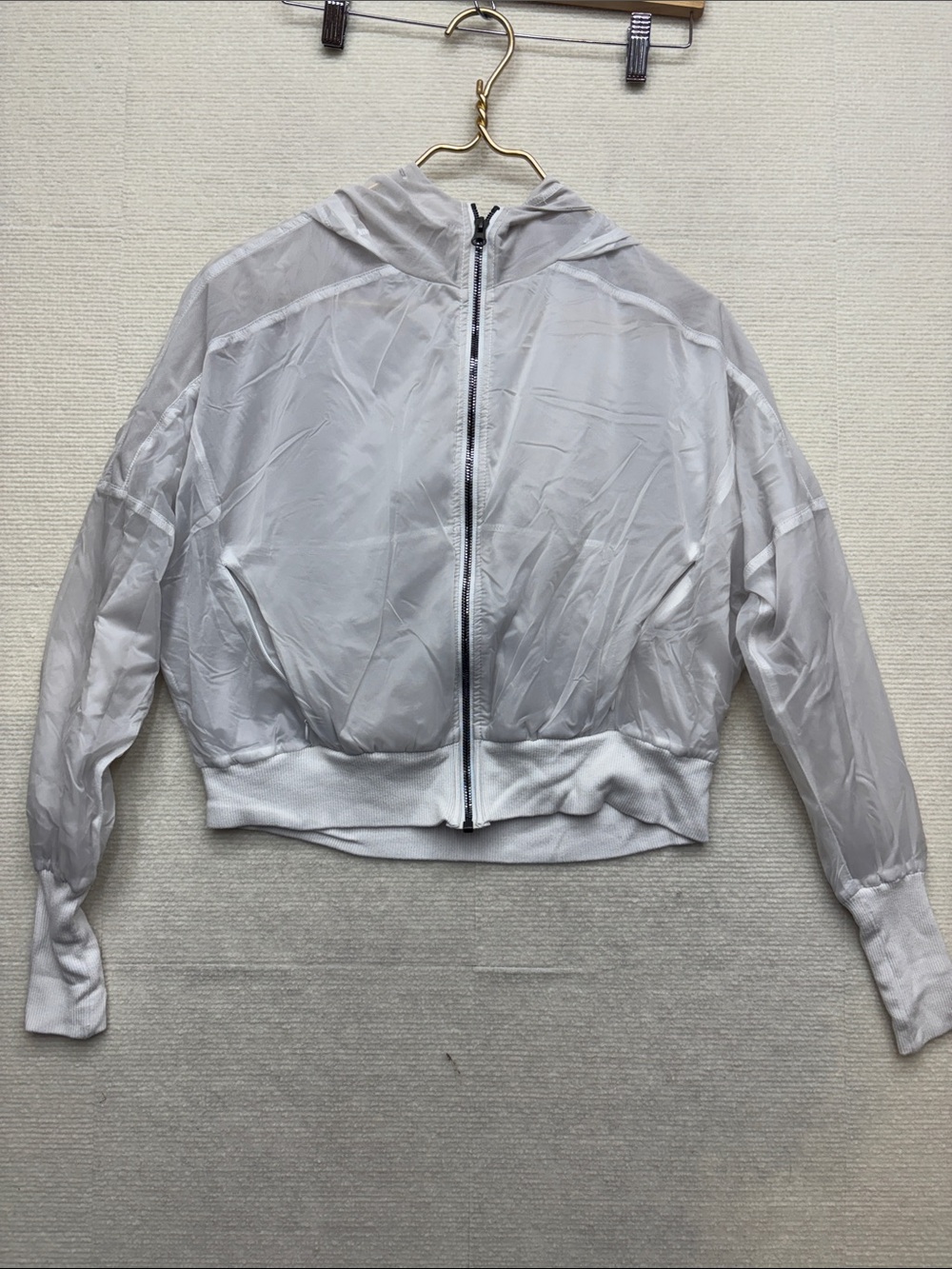ALO Lightweight White Hooded Zip Jacket for Women